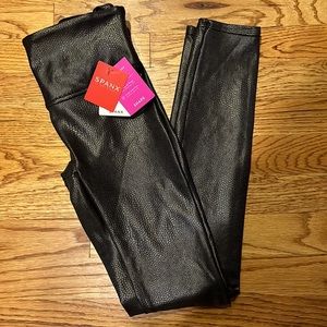 Never Worn SPANX Faux Leather Leggings